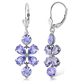 5.32 CTW 14K Solid White Gold Daylight Again Tanzanite Earrings