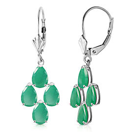 4.5 CTW 14K Solid White Gold Gazelle Emerald Earrings