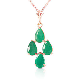 1.5 CTW 14K Solid Rose Gold Pyramid Emerald Necklace