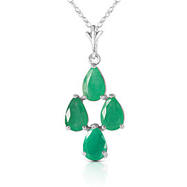 1.5 CTW 14K Solid White Gold Magnanimity Emerald Necklace