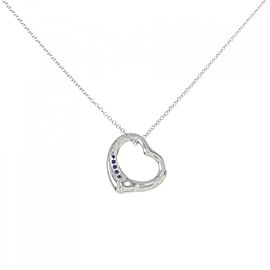TIFFANY & Co 950 Platinum Open Heart Sapphire Necklace E0148