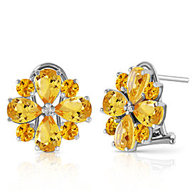 4.85 CTW 14K Solid White Gold Love Accents Citrine Earrings