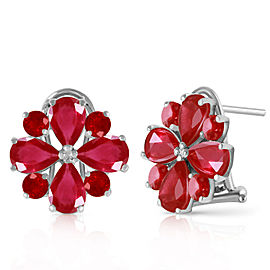 4.85 CTW 14K Solid White Gold French Clips Earrings Natural Ruby