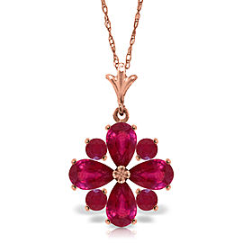 2.23 CTW 14K Solid Rose Gold Winter Ruby Necklace