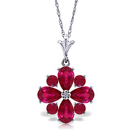 2.23 CTW 14K Solid White Gold Invincible Ruby Necklace
