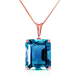 14K Solid Rose Gold Necklace with Octagon Blue Topaz