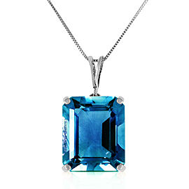 7 CTW 14K Solid White Gold Necklace Octagon Blue Topaz