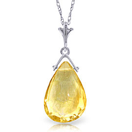 5.1 CTW 14K Solid White Gold Fastened Doors Citrine Necklace