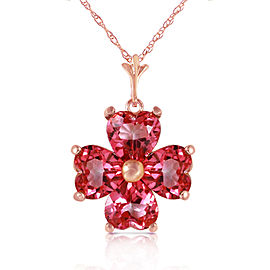 3.8 CTW 14K Solid Rose Gold Heart Cluster Pink Topaz Necklace