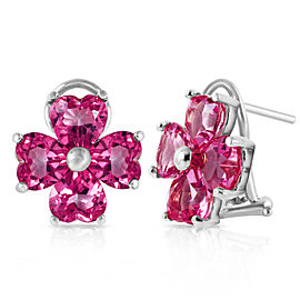 7.6 CTW 14K Solid White Gold French Clips Earrings Natural Pink Topaz
