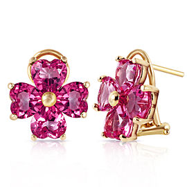 7.6 CTW 14K Solid Gold French Clips Earrings Natural Pink Topaz