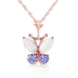 0.7 CTW 14K Solid Rose Gold Butterfly Necklace Opal Tanzanite