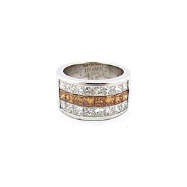 18k White Gold 2.70Ct Princess Cut Champagne and White Diamond Anniversary Ring