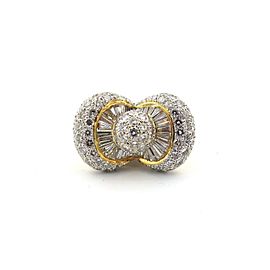 18k White and Yellow Gold 3.70Ct Round Cut Diamond Bow Ring