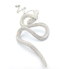 18K White Gold 9.76 Ct Diamond Snake Cluster Pendant Necklace