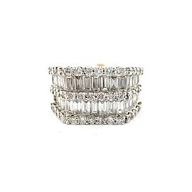 18K White Gold 3.25 Ct Baguette & Round Diamonds Wedding Band Ring Size 7