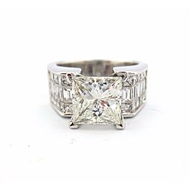 18K White Gold 4.17 Ct Princess & Baguette Diamond Engagement Ring Size 6.5