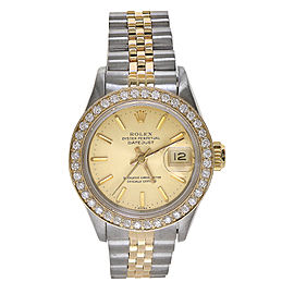 Rolex Datejust 69173 18K Yellow Gold & Stainless Steel with Custom 1.00ct Diamond Automatic 26mm Womens Watch