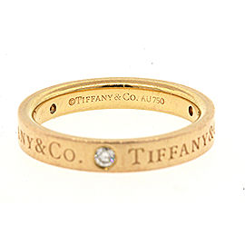 Tiffany & Co. Signature 3 Diamond Band Ring 18k Rose Gold size 4.5