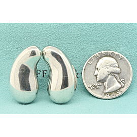 Tiffany & Co. Elsa Peretti Bean Earrings Sterling Silver Clip On 1" Large