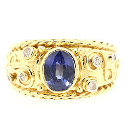 Levian 14k Gold Oval Sapphire Diamond Ring size 5.75