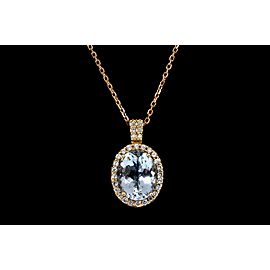 Levian Pendant Blue Topaz Diamond 14k Rose Gold Necklace 20" Chain 10k