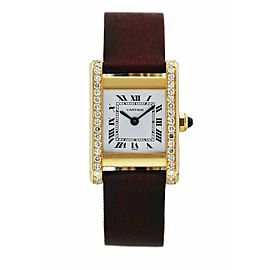Cartier Tank Paris 18K Yellow Gold W/Diamond Bezel Ladies Watch