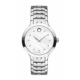 BRAND NEW MOVADO LUNO 0607055 WHITE MOTHER OF PEARL DIAMOND DIAL LADIES WATCH