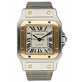 Cartier Santos 18K Yellow Gold & Steel Mens Watch