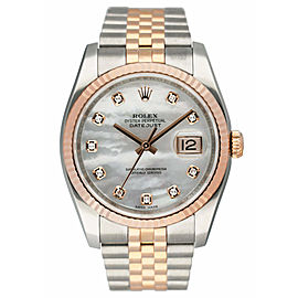 Rolex Datejus MOP Diamond Dial 18K Rose Gold & Steel Watch