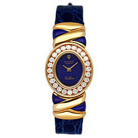 Rolex Cellini 5222 Lapis Dial Diamond Ladies Watch