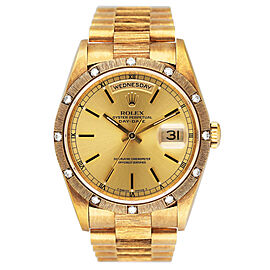 Rolex Day Date Diamond 18K Yellow Gold Mens Watch