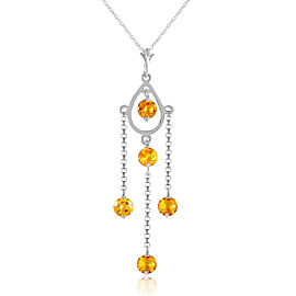 1.5 CTW 14K Solid White Gold Deeds Citrine Necklace