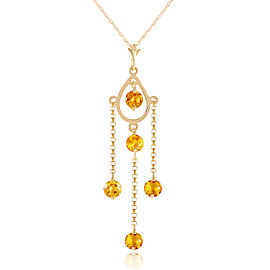 1.5 CTW 14K Solid Gold Ray Of Faith Citrine Necklace
