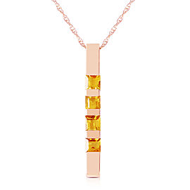 14K Solid Rose Gold Necklace Bar with Natural Citrines