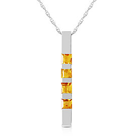 0.35 CTW 14K Solid White Gold Necklace Bar Natural Citrine