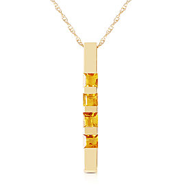 0.35 CTW 14K Solid Gold Necklace Bar Natural Citrine