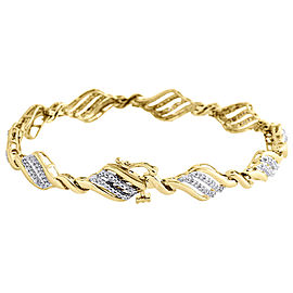 10K Yellow Gold 0.50ct Diamond Oval Leaf Tennis Link Bracelet