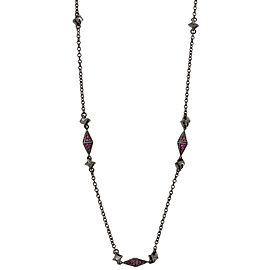 Stephen Webster 925 Sterling Silver Superstud Pave Ruby In Black Necklace