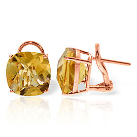 7.2 CTW 14K Solid Rose Gold Cushion Citrine Earrings