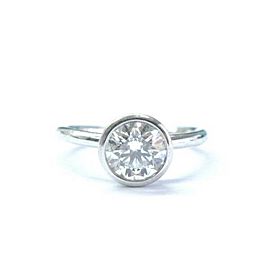 Tiffany & Co Platinum Round Diamond Bezet Set Engagement Ring .92Ct F-VS1