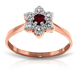 14K Solid Rose Gold Ring withNatural Diamonds & Ruby