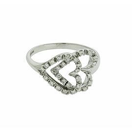 Giorgio Visconti diamond double heart ring in 18k white gold size 7.5