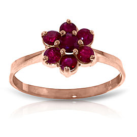 14K Solid Rose Gold Ring with Natural Ruby