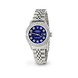 Rolex Datejust 26mm Steel Jubilee Diamond Watch with Navy Blue Dial