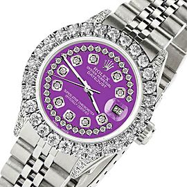 Rolex 26mm Datejust 2Ct Diamond Sangria Purple Diamond Dial Jubilee Bracelet