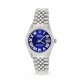 Rolex Datejust 36MM S. Steel Watch with Diamond Bezel/Navy Blue Roman Dial