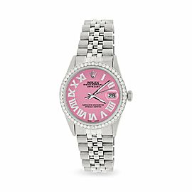 Rolex Datejust 36MM S. Steel Watch with Diamond Bezel/Pink Roman Dial