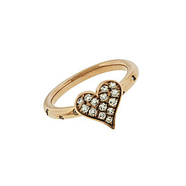 Mikimoto Diamond Heart Ring In 18K Rose Gold Size 6