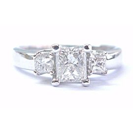 Platinum Princess Cut Diamond Three-Stone Engagement Ring .94Ct E-SI1 EGL USA